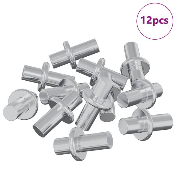 vidaXL Ganchos de Prateleira 12 pcs Prateado 8,6 x 8,6 x 14,6 mm A&ccedil;o