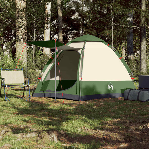 vidaXL Tenda de campismo cabana para 4 pessoas libertação rápida verde