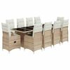 vidaXL 11 pcs conjunto de bistr&ocirc; p/ jardim c/ almofad&otilde;es vime PE bege