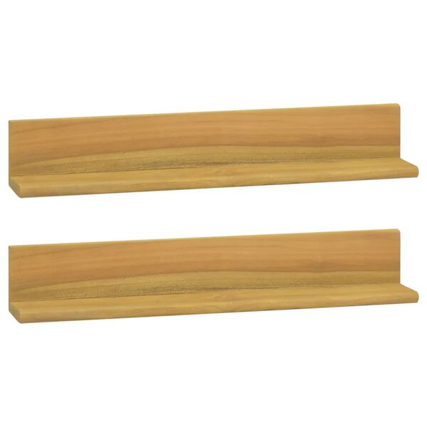 vidaXL Prateleiras de parede 2 pcs 60x10x10 cm madeira de teca maci&ccedil;a