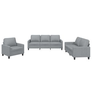 vidaXL 3 pcs conjunto de sof&aacute;s com almofad&otilde;es tecido cinzento-claro