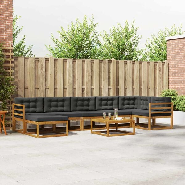 vidaXL Conjunto de Sof&aacute;s para Exterior 8 pcs Natural e Antracite