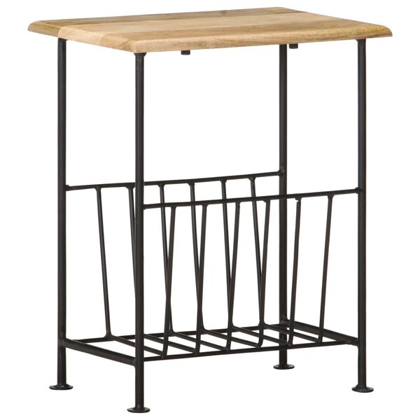 vidaXL Porta-revistas 40x30x50 cm madeira de mangueira maci&ccedil;a e a&ccedil;o