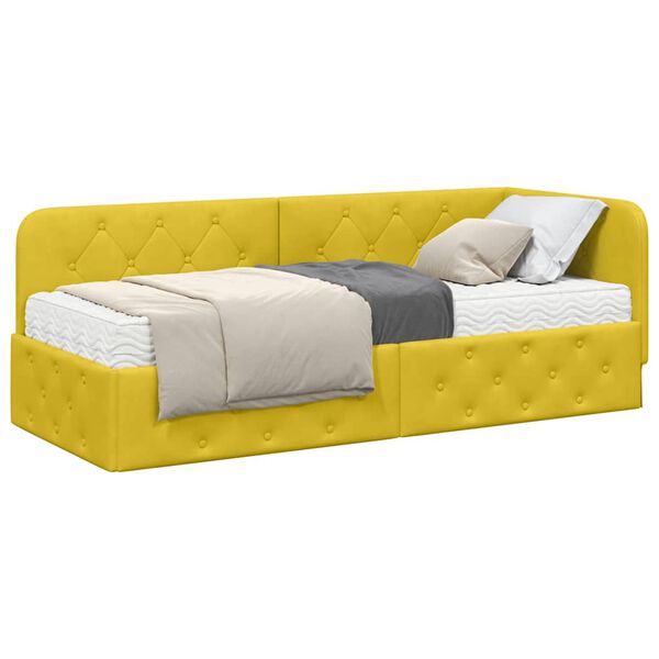 vidaXL Estrutura de Cama de Canto Amarelo 80 x 200 cm Veludo