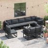 vidaXL Conjunto de Sofá de Jardim com almofada 9 pcs Preto Alumínio