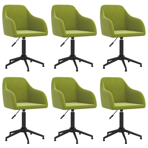 vidaXL Cadeiras de jantar giratórias 6 pcs veludo verde-claro