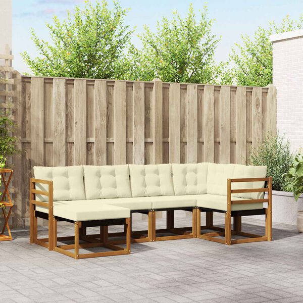 vidaXL Conjunto de Sof&aacute;s para Exterior 6 pcs Natural e Creme