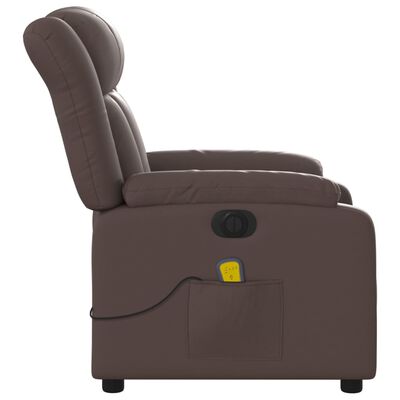 vidaXL Poltrona massagens reclinável elétrica couro artif. castanho