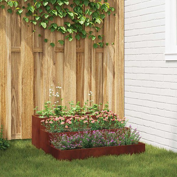 vidaXL Vaso de Jardim Ferro Enferrujado 90 x 90 x 35 cm