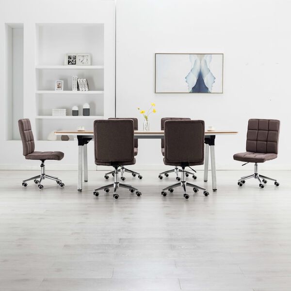 vidaXL Cadeiras de jantar 6 pcs tecido cinzento-acastanhado