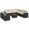 vidaXL 10 pcs conjunto sof&aacute;s de jardim c/ almofad&otilde;es vime PE preto