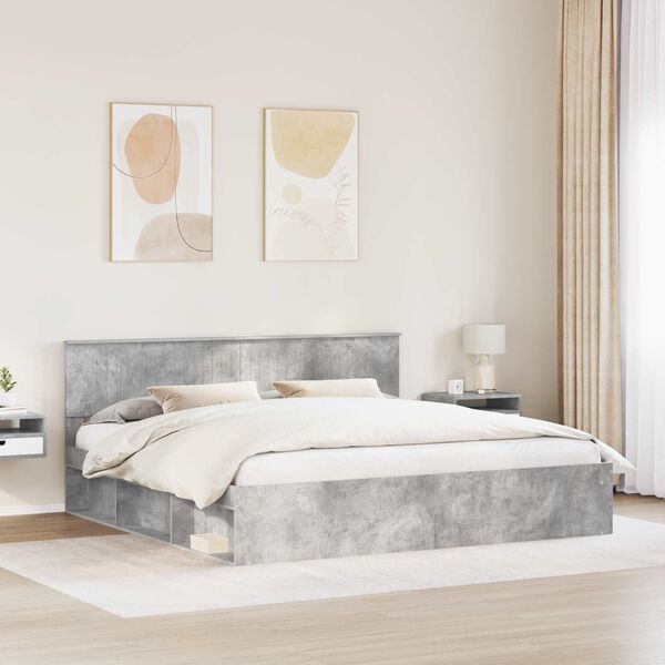 vidaXL Estrutura da Cama com cabeceira Concreto 200 x 200 cm