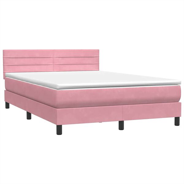 vidaXL Cama com molas/colch&atilde;o 140x220 cm veludo rosa