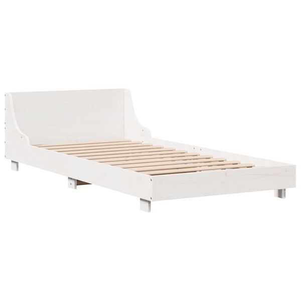 vidaXL Cama sem colchão 100x200 cm madeira de pinho maciça branco