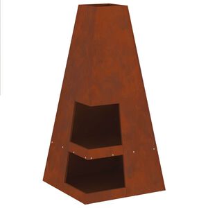 vidaXL Fire Pit Castanho 50 x 50 x 100 cm A&ccedil;o