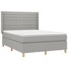 vidaXL Cama box spring c/ colch&atilde;o e LED 140x190 cm tecido cinza-claro