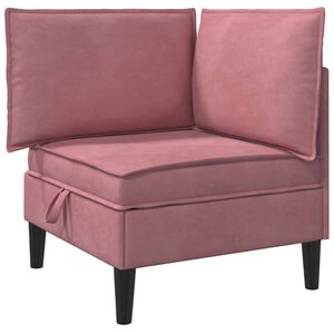 vidaXL Sof&aacute; com Armazenamento Rosa Veludo
