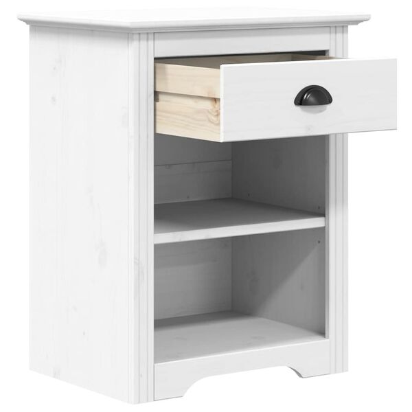vidaXL Mesa de cabeceira BODO 53x38,5x67 cm pinho maci&ccedil;o branco