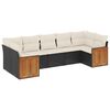 vidaXL 7 pcs conjunto de sof&aacute;s p/ jardim c/ almofad&otilde;es vime PE preto