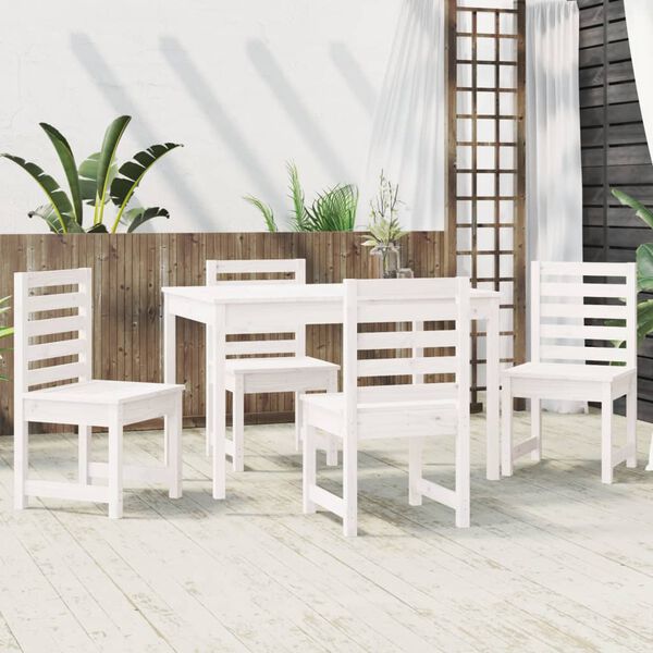 vidaXL 5 pcs conj. de jantar p/ jardim madeira de pinho maciça branco