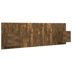 vidaXL Cabeceira cama + arm&aacute;rios madeira processada carvalho fumado