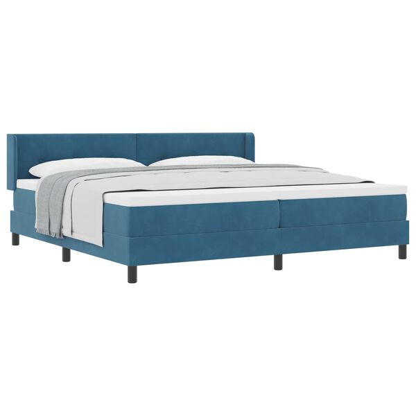 vidaXL Cama Box com colch&atilde;o Azul Escuro 200 x 200 cm Veludo