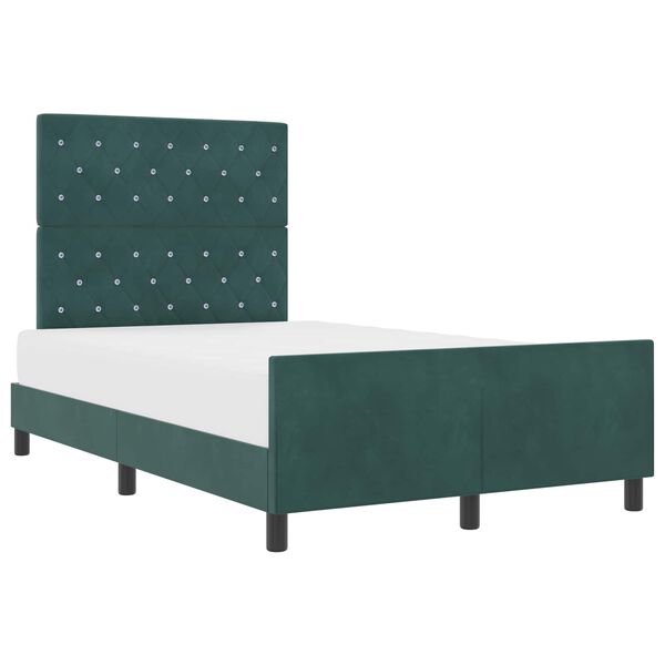 vidaXL Cama Box com cabeceira Verde Escuro 120 x 200 cm Veludo