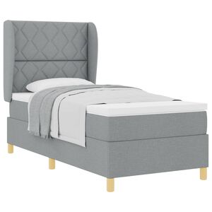 vidaXL Cama Box Springs com Colch&atilde;o Cinza Escuro 90x190 cm tecido