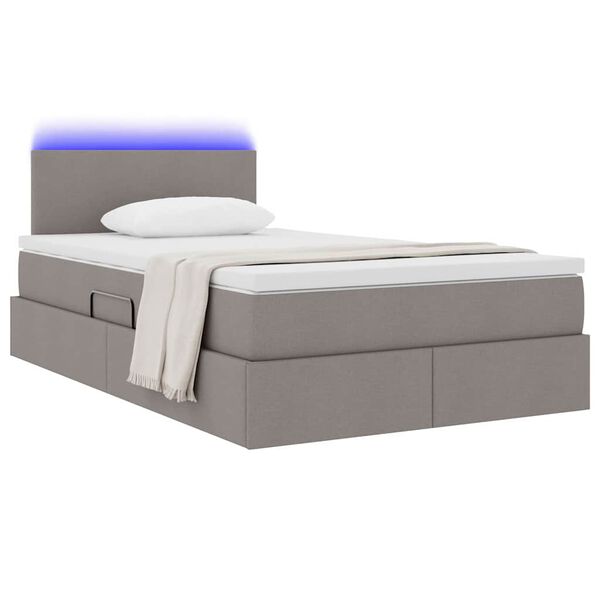 vidaXL Cama com arruma&ccedil;&atilde;o e LED Cinzento-acastanhado 120 x 190 cm