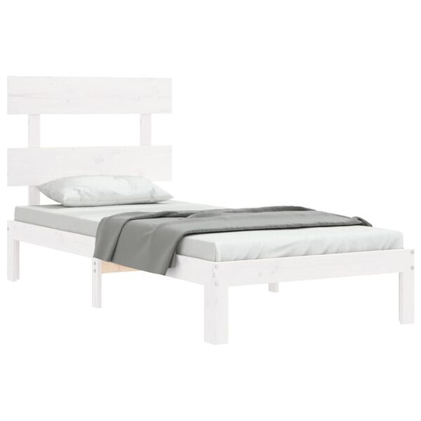 vidaXL Cama sem colch&atilde;o 100x200 cm madeira de pinho maci&ccedil;a branco