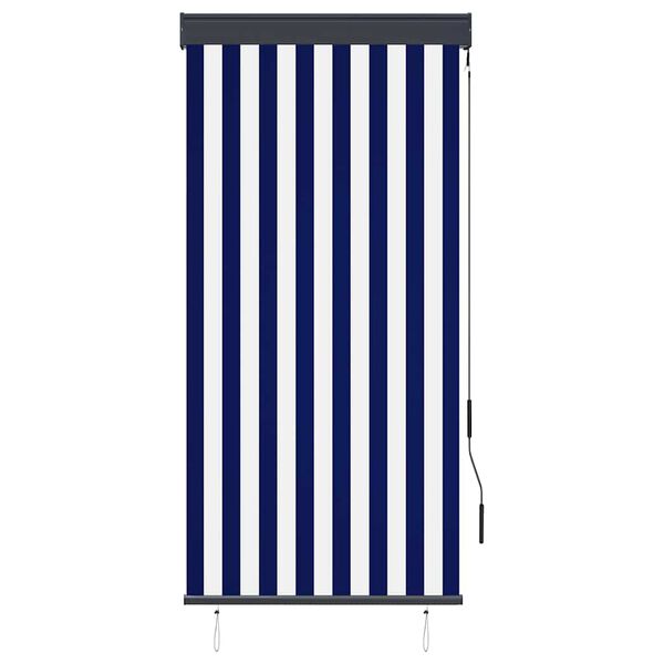 vidaXL Estore de rolo para exterior 80x250 cm azul e branco