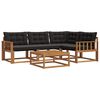 vidaXL Conjunto de Sof&aacute;s para Exterior 5 pcs Natural e Preto