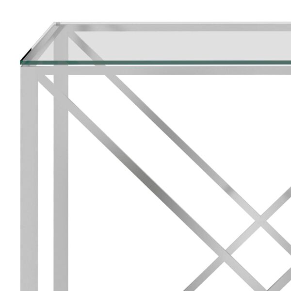 vidaXL Mesa de centro 120x60x45 cm a&ccedil;o inoxid&aacute;vel prateado e vidro