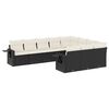 vidaXL 10 pcs conjunto sof&aacute;s de jardim c/ almofad&otilde;es vime PE preto
