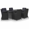 vidaXL 7 pcs conjunto de jantar para jardim vime PE preto