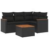 vidaXL 5 pcs conjunto sof&aacute;s de jardim com almofad&otilde;es vime PE preto