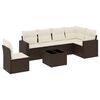 vidaXL 7 pcs conjunto de sof&aacute;s jardim c/ almofad&otilde;es vime PE castanho