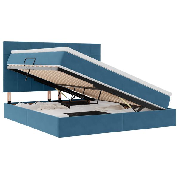 vidaXL Cama com arruma&ccedil;&atilde;o e colch&atilde;o Azul Escuro 180 x 200 cm Veludo