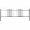 vidaXL Cerca de jardim com arco superior em a&ccedil;o 359x100 cm preta