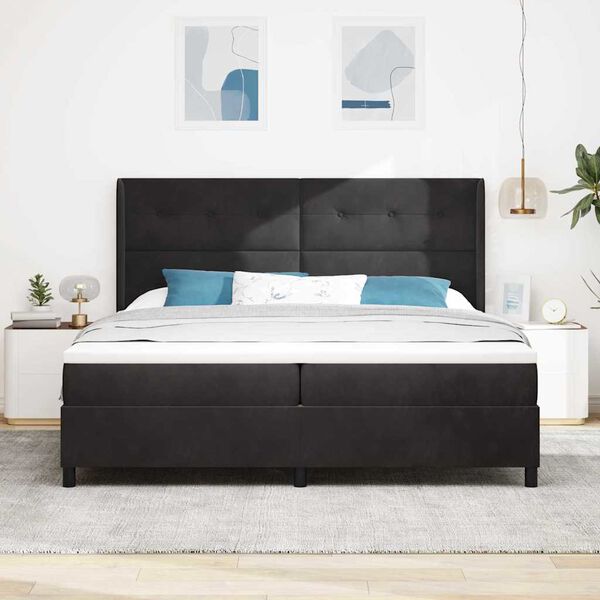vidaXL Cama Box com cabeceira Preto 200 x 200 cm Veludo