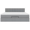 vidaXL Estrutura de cama otomana com colch&atilde;o 180x200 cm cinzento claro