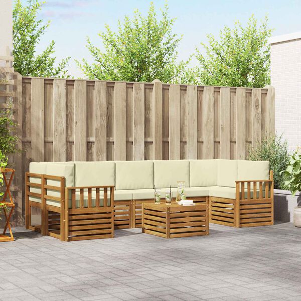 vidaXL Conjuntos de sof&aacute;s com almofada 8 pcs Natural e Creme