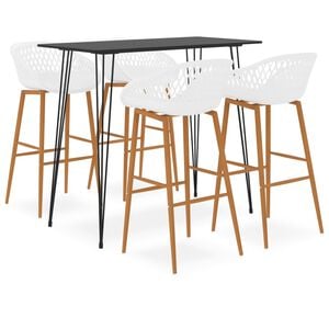 vidaXL 5 pcs conjunto de bar preto e branco