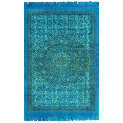 vidaXL Tapete Kilim em algodão 120x180 cm com padrão turquesa