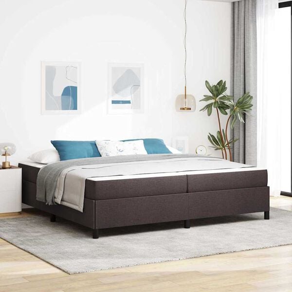 vidaXL Cama Box com colch&atilde;o Marrom Escuro 200 x 200 cm tecido
