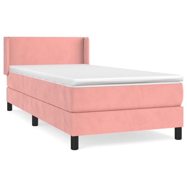 vidaXL Cama com molas/colch&atilde;o 90x200 cm veludo rosa