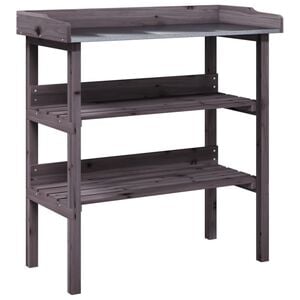 vidaXL Mesa p/ plantas c/ prateleiras 78x38x82,5 cm abeto maci&ccedil;o cinza
