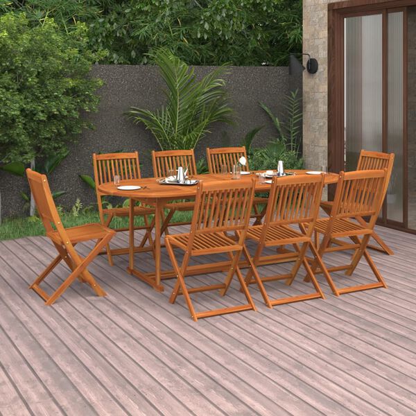 vidaXL 9 pcs conjunto de jantar para jardim 220x90x75 cm ac&aacute;cia maci&ccedil;a