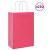 vidaXL Sacos de papel 250 unid com al&ccedil;as rosa 21x11x31 cm