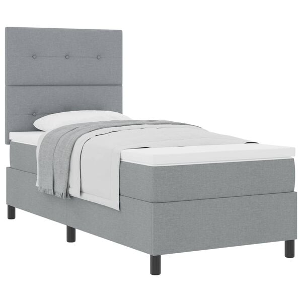 vidaXL Cama Box com colch&atilde;o Cinzento-claro 90 x 200 cm tecido